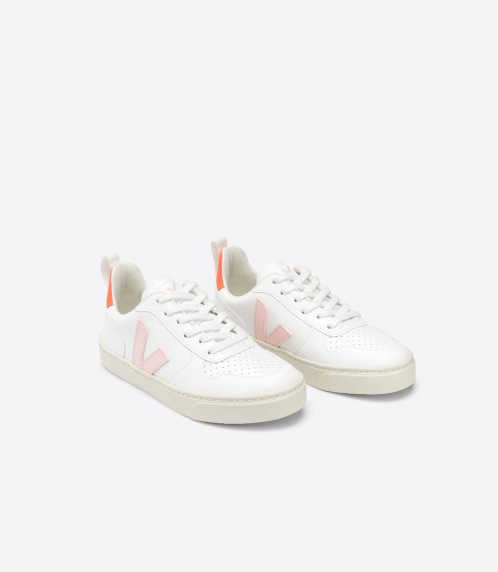 Veja Trainers Kids White/Orange - V-10 Lace Cwl - LSZK-49165